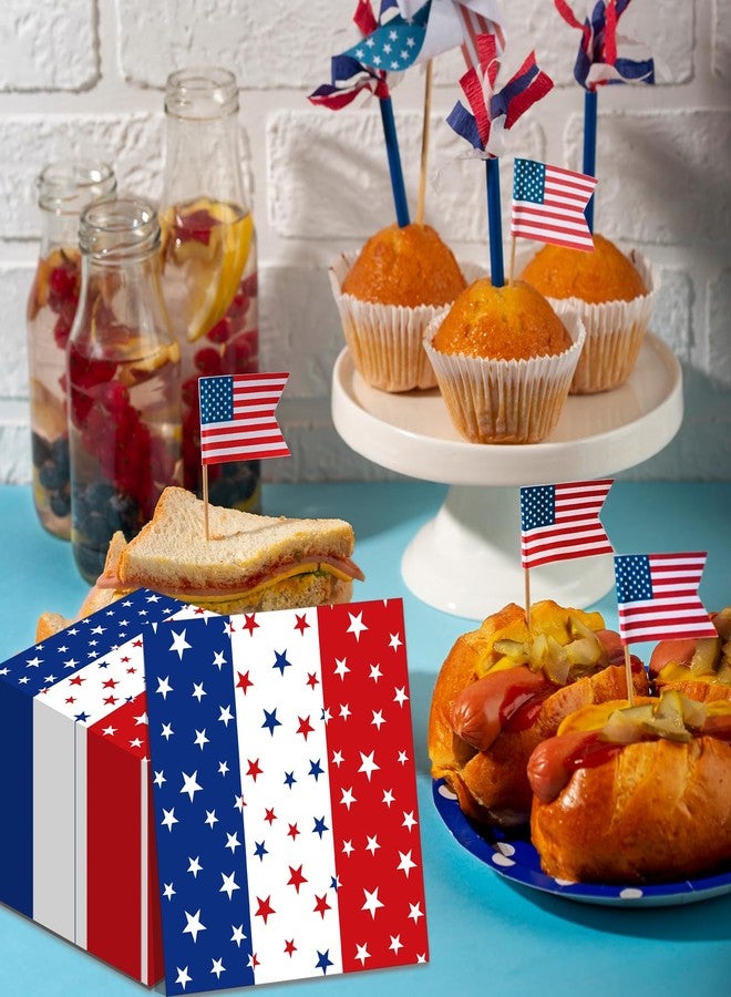 Merriva 50 Count Red White Blue Star Paper Napkins, Patriotic Disposable Cocktail Napkins for 4th of July, Memorial Day, Veterans Day, Labor Day, and American Flag Party Decorations - Image 5